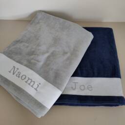Personalised Navy Embroidery Large Cotton Beach Towel - thumbnail 3