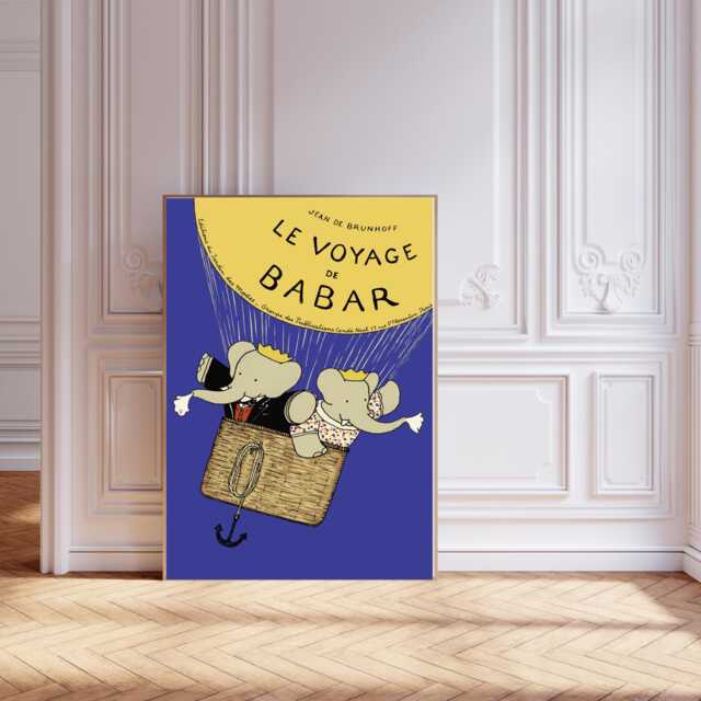 Babar The Elephant Voyage Nursery Wall Art Retro Kids Decor Quote Genre Neutral Baby Illustration Print - image 1