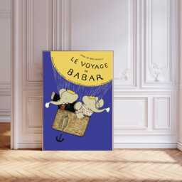 Babar The Elephant Voyage Nursery Wall Art Retro Kids Decor Quote Genre Neutral Baby Illustration Print - thumbnail 1