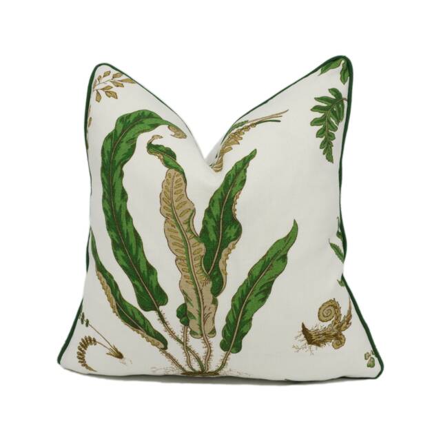 Gp & J Baker - Ferns Stone/Green Stunning Contrast Piped Botanical Floral Cushion Cover Handmade Throw Pillow Designer Home D??cor - image 1