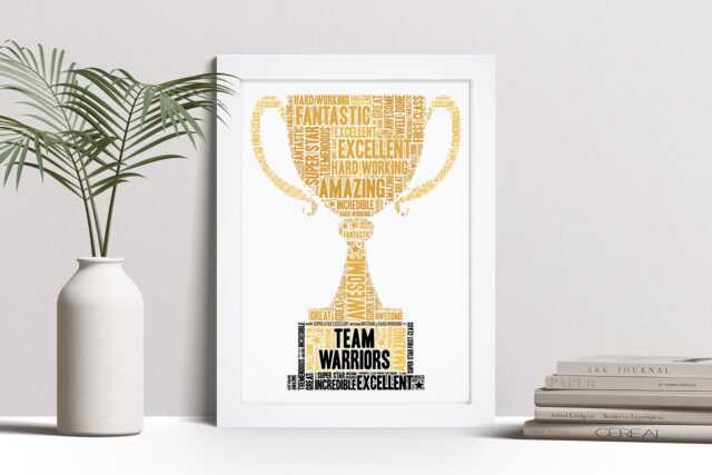 Personalised Trophy Word Art Print, Well Done Gift, Custom Wall Framed Picture, Present For Pupils, Students Nl - image 1