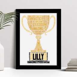 Personalised Trophy Word Art Print, Well Done Gift, Custom Wall Framed Picture, Present For Pupils, Students Nl - thumbnail 2