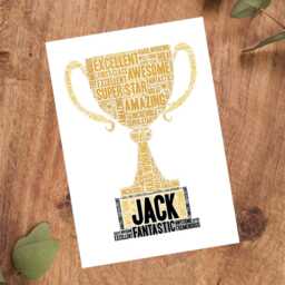 Personalised Trophy Word Art Print, Well Done Gift, Custom Wall Framed Picture, Present For Pupils, Students Nl - thumbnail 3