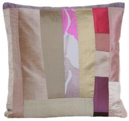 Pink & Toffie Patchwork Decorative Pillow Throw Case Stripy Modern Unique Trendy Gold Design Silk Cushion Cover Designers Fabrics