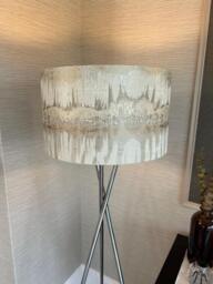 Handmade Lampshade in Fryetts Inca Natural, Abstract Print Cream, Taupe, Brown Metallic Colours. Various Sizes, Ceiling Or Table Lamp