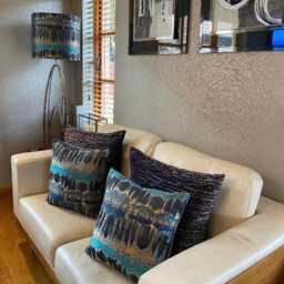 Handmade Lampshade in Fryetts Inca Natural, Abstract Print Cream, Taupe, Brown Metallic Colours. Various Sizes, Ceiling Or Table Lamp - thumbnail 4