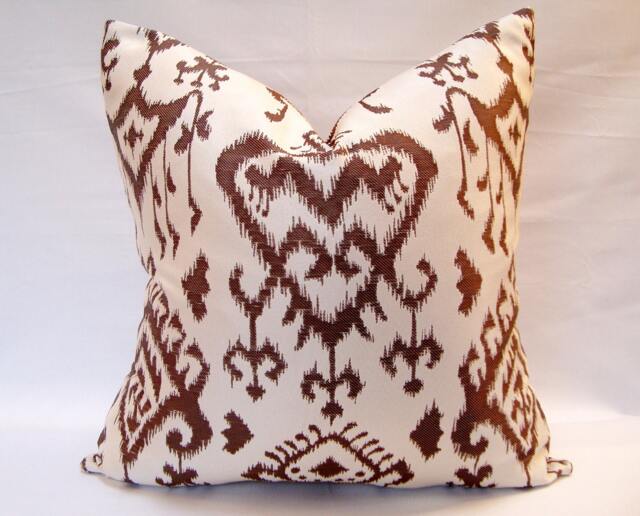 Brown Ikat Pillow Cover - Bohemian Farmhouse Decor - image 1