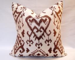 Brown Ikat Pillow Cover - Bohemian Farmhouse Decor - thumbnail 1