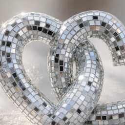 Disco Heart Sculpture - Mirrored Love Decor, Silver Mosaic Ornament, Modern Romantic Home Accent - thumbnail 2
