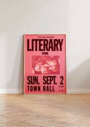 Retro Book Print, Reading Wall Art, Vintage Festival, Literary Poster, Library Pink Colourful Gift For Readers - thumbnail 1