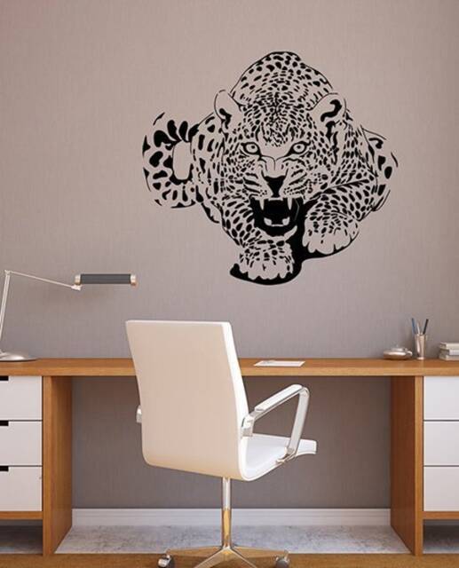 Leopard Wall Decal Safari African Animal Vinyl Sticker Predator Wildlife Art Home Interior Living Room Bedroom Office Wildcat Decor 3Twc - image 1