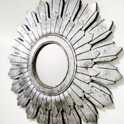 Monica Big Size Wall Mirror Frame in Unique Design Silver Foil Finish 90 X cm - thumbnail 4