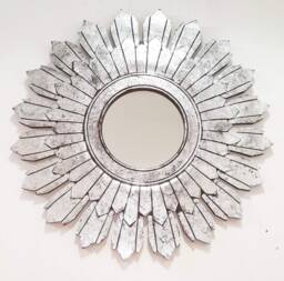 Monica Big Size Wall Mirror Frame in Unique Design Silver Foil Finish 90 X cm - thumbnail 1