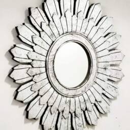 Monica Big Size Wall Mirror Frame in Unique Design Silver Foil Finish 90 X cm - thumbnail 3