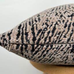 Beige & Black Textured Pillow Cover, Chenille Pillow, Throw Pillows For Couch, 20x20 - thumbnail 2