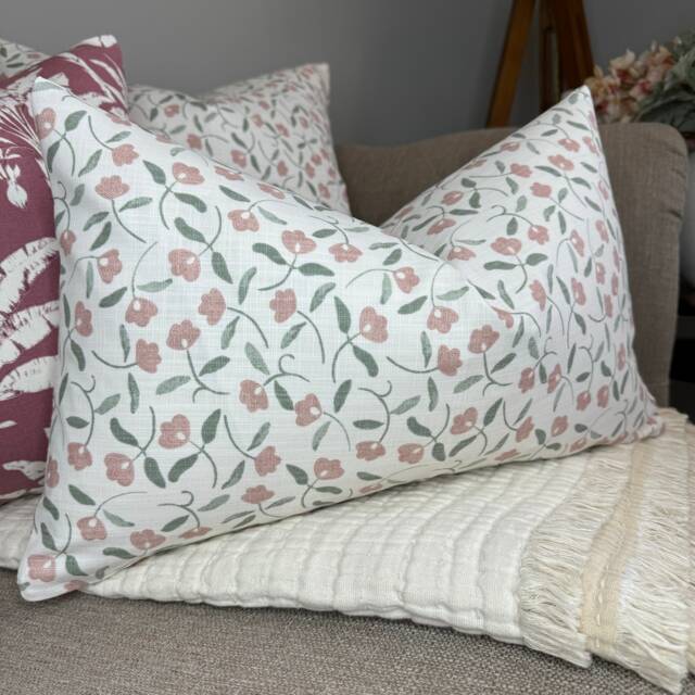 Decorative Cushion Cover, Throw Pillow Accent Cover - Contemporary Floral Printed Cotton Double Sided Scallop - image 1