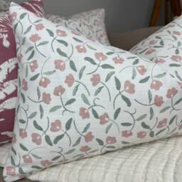 Decorative Cushion Cover, Throw Pillow Accent Cover - Contemporary Floral Printed Cotton Double Sided Scallop - thumbnail 2