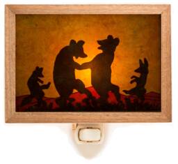 Handmade Mica Night Light Dancing Bears Whimsical Home Lighting