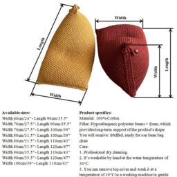 Large Bean Bag Chair, Unique Floor Cushion, Bedroom Reading Pillow, Knitted Chair For Living Room, Design Beanbag - thumbnail 4