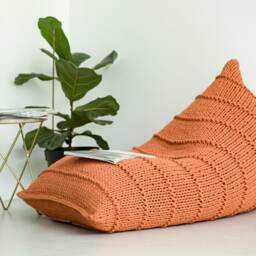 Large Bean Bag Chair, Unique Floor Cushion, Bedroom Reading Pillow, Knitted Chair For Living Room, Design Beanbag - thumbnail 3