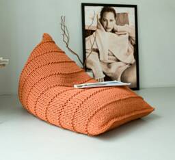 Large Bean Bag Chair, Unique Floor Cushion, Bedroom Reading Pillow, Knitted Chair For Living Room, Design Beanbag