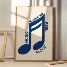 Music Makes Me Feel Alive Art Canvas Poster, Trendy Wall Art, Apartment Aesthetic Decor, Retro Home Printed Gift - thumbnail 1