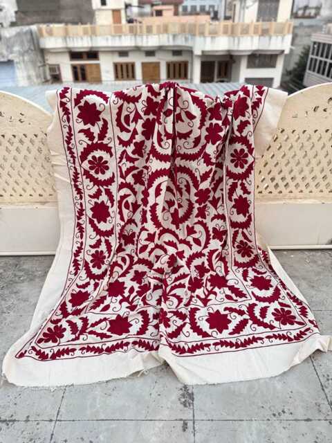 Traditional Cotton Suzani Quilt - Handcrafted Embroidery, Boho Home D??cor, Decorative Reversible Blanket - image 1