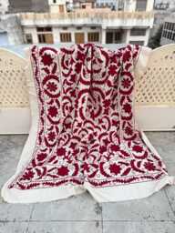 Traditional Cotton Suzani Quilt - Handcrafted Embroidery, Boho Home D??cor, Decorative Reversible Blanket - thumbnail 1