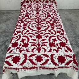 Traditional Cotton Suzani Quilt - Handcrafted Embroidery, Boho Home D??cor, Decorative Reversible Blanket - thumbnail 2
