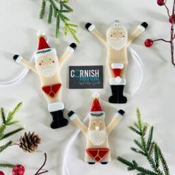 Funny Fused Glass Santa Christmas Decoration, Fused Glass Decoration, Father Cornish - thumbnail 1