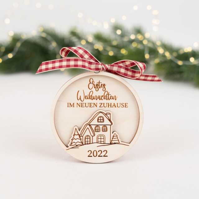 First Christmas in The New Home, Personalized Wooden Ornaments, Tree Baubles, Gift - image 1