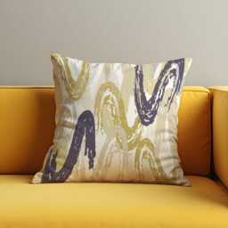 Abstract Brushstroke Cushion Cover, Beige, Mustard & Charcoal Swirl Pillow Case, Modern Artistic Throw Contemporary Home Decor - thumbnail 2