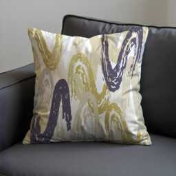 Abstract Brushstroke Cushion Cover, Beige, Mustard & Charcoal Swirl Pillow Case, Modern Artistic Throw Contemporary Home Decor - thumbnail 3