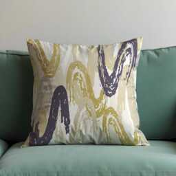 Abstract Brushstroke Cushion Cover, Beige, Mustard & Charcoal Swirl Pillow Case, Modern Artistic Throw Contemporary Home Decor - thumbnail 4