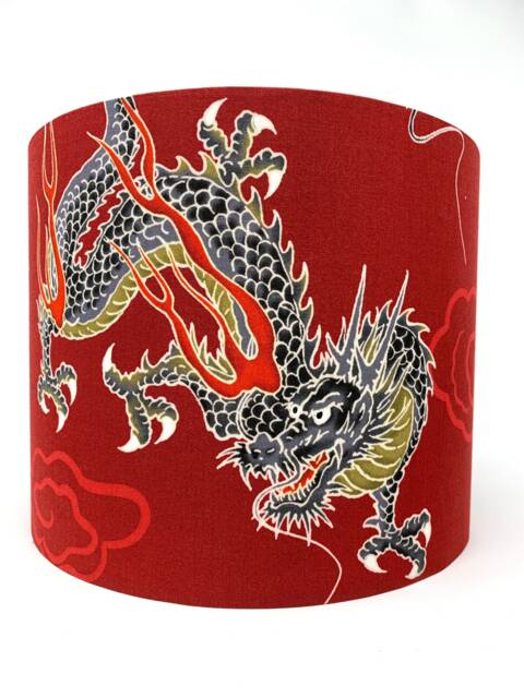 Red Japanese Dragon Lampshade Oriental Table Lamp Shade - image 1