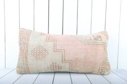 Kilim Lumbar Pillow Cover Vintage Turkish Home Decor - 12x24 Inch - thumbnail 1