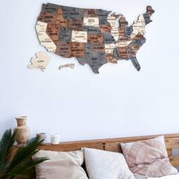 Us Travel Map, Push Pin Wood Map Of United States, Apartment Decor New Gift, Usa Wooden Wall - thumbnail 3