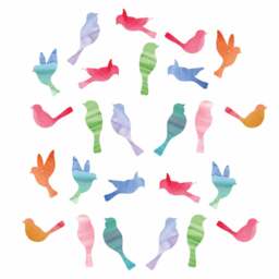 Watercolor Bird Wall Decals Reusable Fabric Stickers, Nursery Decor - thumbnail 2