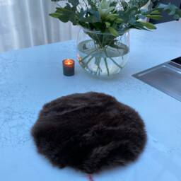 Brown Sheepskin Seatpad, Genuine Sheepskin, Furry Seat Cushion, Pad, Natural Amazing Gift - thumbnail 3