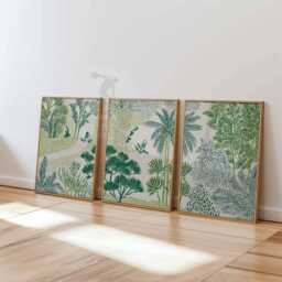 Set Of 3 Tropical Wall Art Prints, Green Botanical Posters, Jungle Inspired Nature Decor For Living Room - thumbnail 3