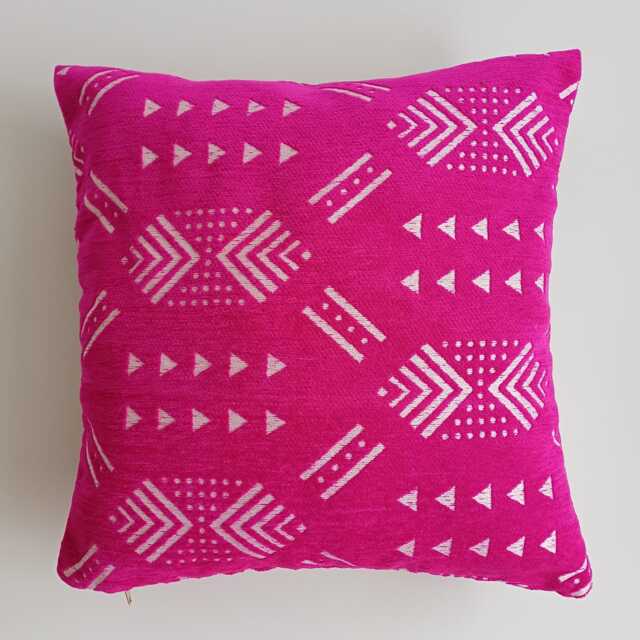 Moroccan Velvet Cushion Cover, Handmade Brocade Pink Cushion, Decorative Pillow 16''x16''/40x40 cm - image 1