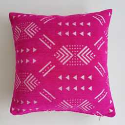 Moroccan Velvet Cushion Cover, Handmade Brocade Pink Cushion, Decorative Pillow 16''x16''/40x40 cm - thumbnail 4