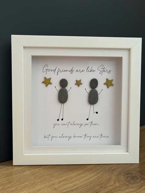 Friendship Gift, Birthday Present For Women, Keepsake, Wall Decor Gifts, Personalised Pebble Art Picture, Best Friend Quote Frame - image 1