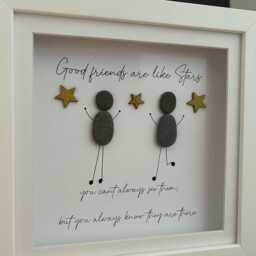 Friendship Gift, Birthday Present For Women, Keepsake, Wall Decor Gifts, Personalised Pebble Art Picture, Best Friend Quote Frame - thumbnail 2