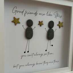 Friendship Gift, Birthday Present For Women, Keepsake, Wall Decor Gifts, Personalised Pebble Art Picture, Best Friend Quote Frame - thumbnail 3