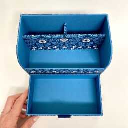 Handmade William Morris Eyebright Desk Tidy Fabric Stationery Organiser With Drawer - thumbnail 4