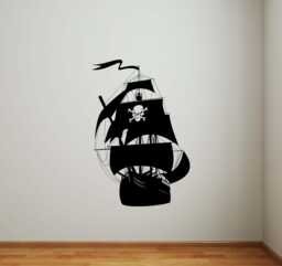 Pirate Ship Wall Vinyl Decal Sticker Jolly Roger Skull Flag Sea Boat Ocean Interior Art Decor - 1Shp1 - thumbnail 1