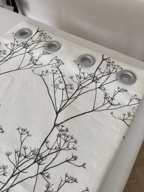 Sample Only - Curtains Made To Measure? Just Need Pole Length & Drop Quote Heath Black White Linen - image 1