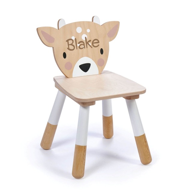 Personalised Wooden Deer Chair - Children's Woodland Furniture Custom Toddler Gift Nursery Decor Baby Shower Present - image 1