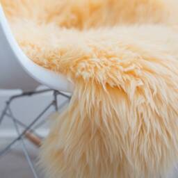 Apricot Sheepskin , Honey Champagne, Double Sheepskin Throw, Rug, Luxury Fur Carpet, Scandi Home, Hygge, Nordic Homedecor, Chair Cover - thumbnail 2